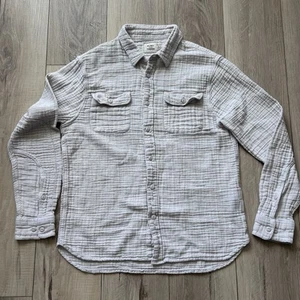 Camisa abotonada de algodón beige de pedernal y yesca para hombre talla mediana - Imagen 1 de 6