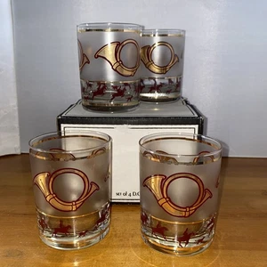 Vintage Culver 22K Gold Fox Hunt Highball Glasses Set of 4 MCM Barware Rare! - Picture 1 of 9