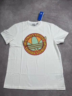 Adidas Camisa Mujer Mediana Blanca Originales Logotipo del Trifolio Camiseta Gráfica HC7061 Nueva Foto 1 de 4
