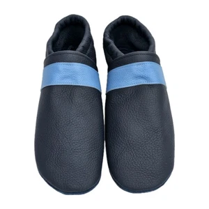 Zapatillas de cuero T. 37 azul oscuro rayas azul claro, niños - Imagen 1 de 4