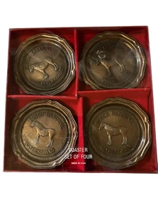 Vintage Set 4 BUSCH GARDENS CLYDESDALES Souvenir Metal Coasters - Picture 1 of 3