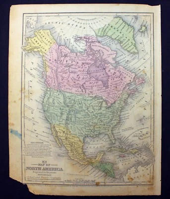 1852 Map of North America Color Engraving Mitchell's - Image 1 of 4