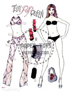 REIMPRESIÓN - MUÑECA DE PAPEL QUEEN POP ADOLESCENTE - DONALD HENDRICKS - Imagen 1 de 3