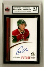 Casey Wellman 2010-11 SP Authentic #276 AUTO Serial /999 RC Rookie KSA 9.5 Wild