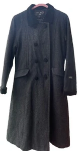 Girls Stephanie Matthews Vintage Style Gray Wool/Velvet Collar Missing button - Picture 1 of 11