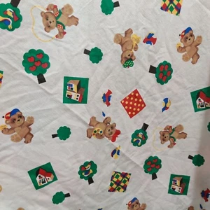 JC Penney Full Fitted Sheet 90s Vintage Bears Apples Kidcore Novelty USA Made - Picture 1 of 5