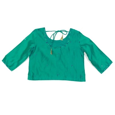 NEW FABINDIA Top Lehenga Emerald Green Girls size 6-8 Years Indian NWT - 260 - Image 1 of 3