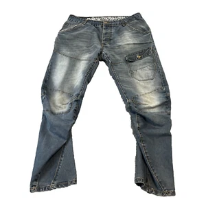 Pantalones de mezclilla para hombre Y2K pierna arco doble rodilla carga azul DE COLECCIÓN Crosshatch BL W36 L32 - Imagen 1 de 17
