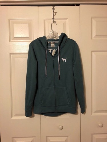 UNDERCOVER Felpa con cappuccio e zip intera Victoria's Secret ROSA verde chiaro XS NUOVA CON ETICHETTE