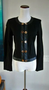 CABI Kurzjacke schwarz Ponte Strick Kunstlederbesatz Gr. XS neu mit Etikett - Bild 1 von 4