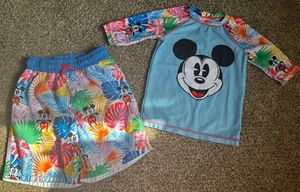 Mickey Mouse Swim Trunks & Rash Guard 5/6 - Picture 1 of 6