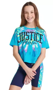Justice Girls Boxy oversize t-shirt e bici set corto vestito grande (12/14) nuovo con etichette - Foto 1 di 4