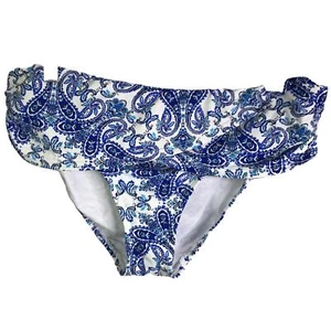 Bleu Rod Beattie Ruched Hipster Bikini Bottoms Womens 14 Blue White Paisley NWT - Picture 1 of 7