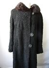 Women's  Sz 14 / 16 XL  Black Persian Lamb w/ Mink Fur Coat MINT 💰 Sale