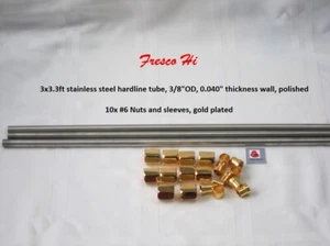 Lowrider Hydraulics 3/8" acero inoxidable línea dura 3,3 pies y oro #6 tuercas y manguitos - Imagen 1 de 13