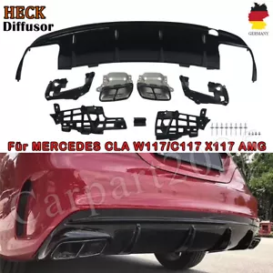 Difusor trasero difusor escape negro para Mercedes clase CLA C117 X117 2016+ - Imagen 1 de 12