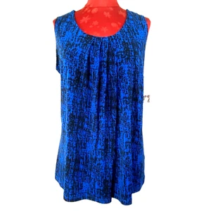 Blusa sin mangas Anne Klein talla L azul real y negra sin mangas capa profesional nueva con etiquetas - Imagen 1 de 10