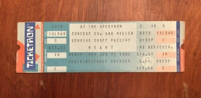 1988 HEART "BAD ANIMALS" TOUR FULL CONCERT TICKET  The SPECTRUM PHILA 06/22/88 - Image 1 of 4