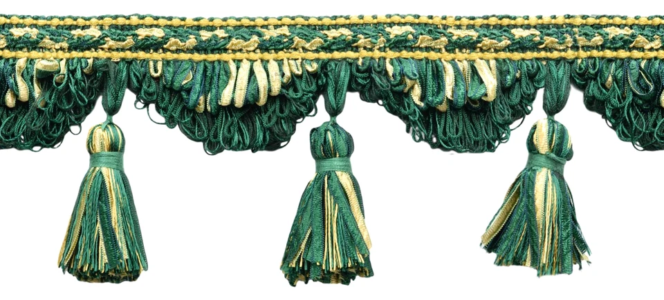 Лента кисточки бахрома отделки, цвет # 8095 - Золотой лес зеленый [5 ярдов] - Изображение 1 из 1