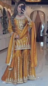 SALWAR KAMEEZ PAKISTANI DRESS INDIAN WEDDING PARTY WEAR BOLLYWOOD SUIT SHARARA 2 - Picture 1 of 10