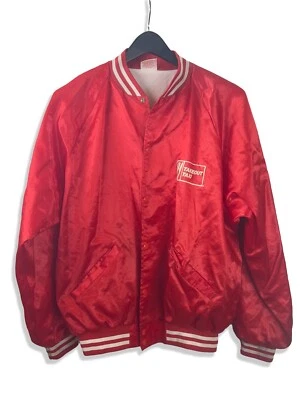 Vintage TAKEOUT TAXI Food Delivery Retro Red Satin Jacket, Cardnial XXL - Image 1 of 4