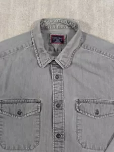 UNTUCKIT Shirt Men's Large Grey Long Sleeve Button Down Elderton Heavy Denim - Picture 1 of 15