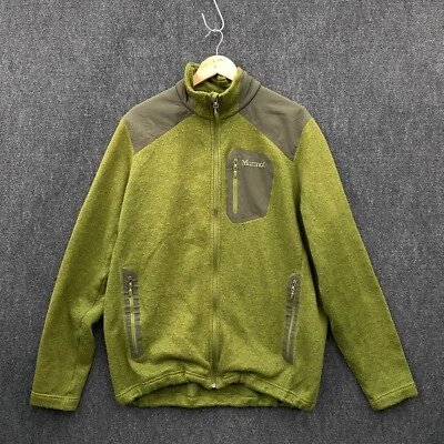 Marmot Wrangell Mens Knit Fleece Jacket Full Zip Green Lined Pockets Size XL - Image 1 of 4