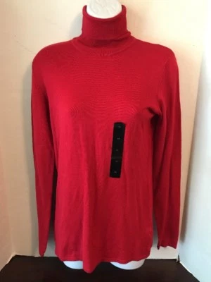 Suéter para mujer ATTENTION rojo cuello alto tejido fino talla M nuevo con etiquetas Foto 1 de 2