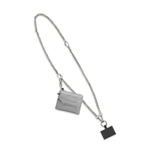 NUEVO SAVE THE GIRLS PLATA CADENA BOLSA BANDOLERA CLIP & GO TELÉFONO CELULAR CARTERA - Imagen 1 de 7