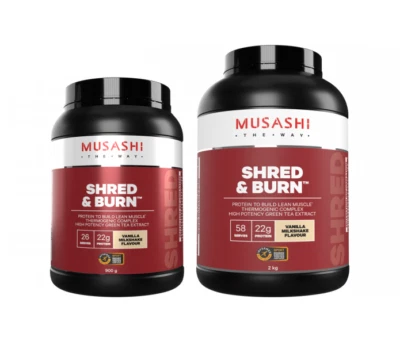 New Musashi Shred and Burn Vanilla Milkshake 900G - 2KG Protein Blend - Image 1 of 3