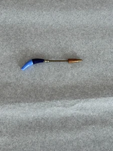 Vintage TLC Two Tone Blue and Brass Jabot Pin - Picture 1 of 7
