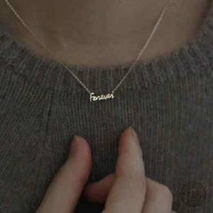 Sterling Silver Gold Plating ever Letter Clavicle Necklace Women Classic - Picture 1 of 14