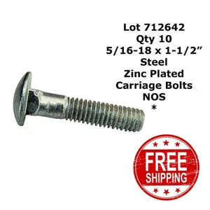 5/16-18 x 1-1/2" CARRIAGE BOLTS Steel Zinc Plated Partial Threads (10) 712642 - Picture 1 of 2