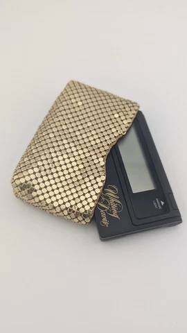 Vintage Whiting & Davis Travel Alarm with Gold Mesh Carrying Case Cover