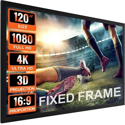 3D Projection Screen 120inch 16:9 Movie Screen Fixed Frame for 4K HDTV - Image 1 of 4