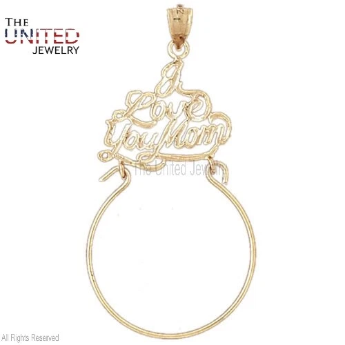Handmade 925 Sterling Silver I LOVE YOU MOM Carrier Hanger, Silver Charm Holder - Image 1 of 1