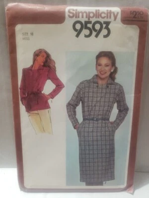 Simplicity Sewing Pattern 9593 Misses Slim Fitting Pullover Dress Sz 10 Uncut FF - Image 1 of 4