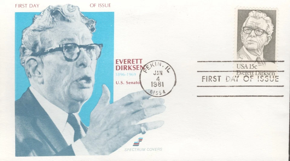 1981 FDC - Scott# 1874 - Everett Dirkson - Spectrum Cachet - Image 1 of 1