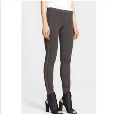 ¡Nuevo! Vince Leggings Cuero Piped Pantalones Ajustados Elastizados Legging Pull On Gris XS Foto 1 de 4