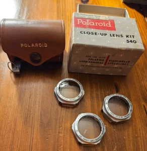 Vintage Polaroid Close Up Lens Kit 540 w/Leather Case Measure Tape & Box - Picture 1 of 3