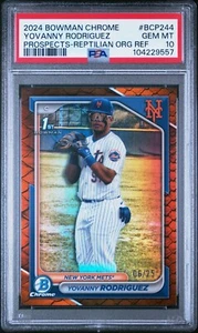 2024 Bowman Chrome #BCP244 Yovanny Rodriguez Orange Reptilian Refr. /25 PSA 10 - Bild 1 von 2