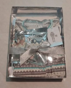 NWT Justice Girls Bear Fair Isle One Piece Pajamas and Surprise Plush Gift Set - Picture 1 of 2