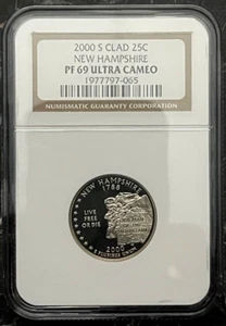 2000-S Clad Proof New Hampshire Quarter NGC PF69 ULTRA CAMEO - Picture 1 of 2