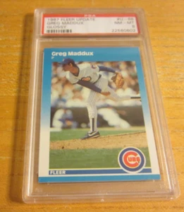 Greg Maddux 1987 Fleer Update Glossy #U68 PSA 8 NM-MT Graded Card Chicago Cubs - Picture 1 of 2