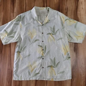 Camicia hawaiana Tommy Bahama uomo XL floreale seta testurizzata campeggio tasca corta slv - Foto 1 di 9