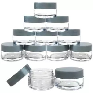 12 Pieces 20G/20ML Round Clear Cosmetic Cream Sample Jars Gray Lids BPA Free - Picture 1 of 4