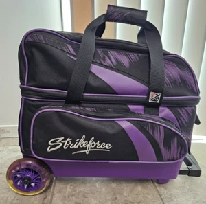 KR Strikeforce Cruiser Smooth Purple / Black 2 Ball Double Roller Bowling Bag - Picture 1 of 17