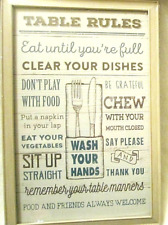 Wall Art Home Decor Canvas Art Reproduction / "Dining Table Rules" / 12 x 8 in