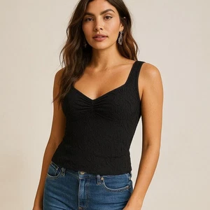 356. Neu ohne Etikett Free People Jacquard-Tanktop Intimate schwarz Blumenmuster XS/S - Bild 1 von 9