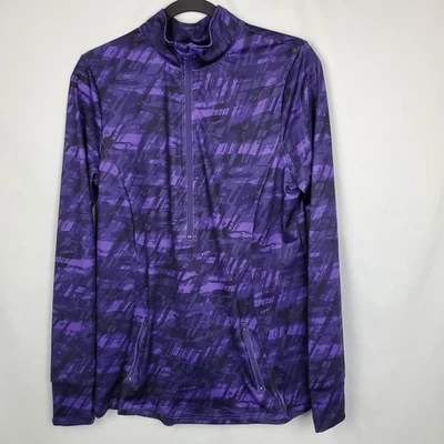 Exertek Women’s Pullover Sz Large Purple Black Marble 1/2 Zip Polyester Spandex - Image 1 of 4